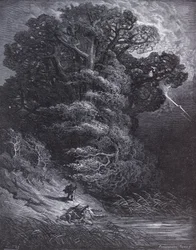 Ilustração para «O carvalho e o caniço», das «Fábulas» de Jean de La Fontaine (1621-95)